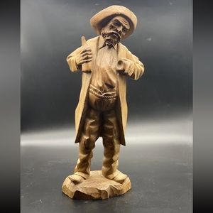 Vintage Hand Carved Wooden Figure, Folk Art, 18 in